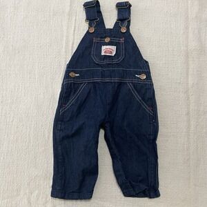 Round House Bib Overalls Toddler Baby 12M Blue Denim Made USA Cowboy Vintage Y2k